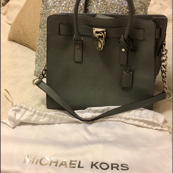 MICHAEL KORS HEATHER GREY LARGE LEATHER TOTE - Picture 4 of 8